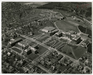 An aerial view of campus from 1958.
